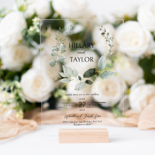 Botanical Eucalyptus Wreath Wedding Acrylic Invitations