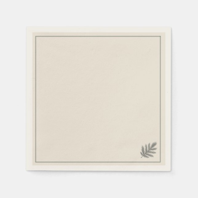Botanical Evergreen Minimalist | Neutral Rustic  Napkin (Front)