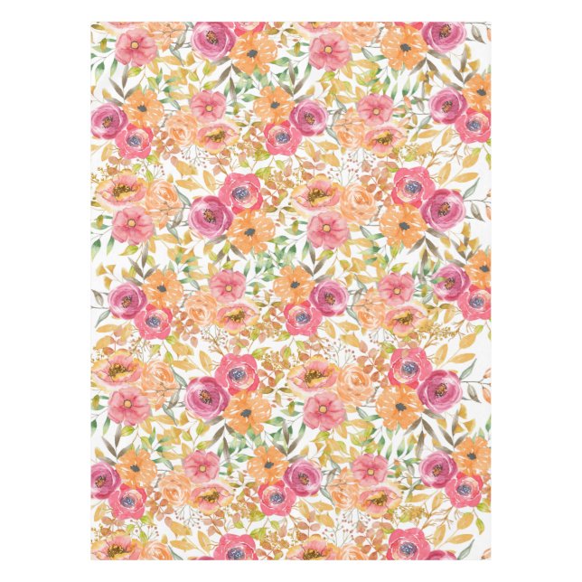Botanical Fall Floral Watercolor Wedding Shower Tablecloth (Front)