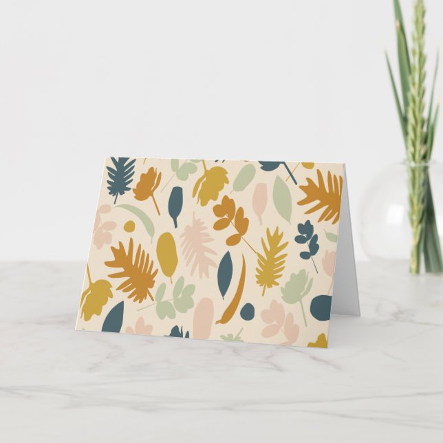 Botanical Fall Flowers and Leaves Pattern Card (Front)