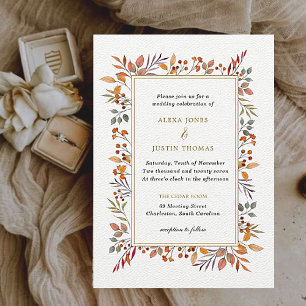 Botanical Fall Foliage Wedding Invitation