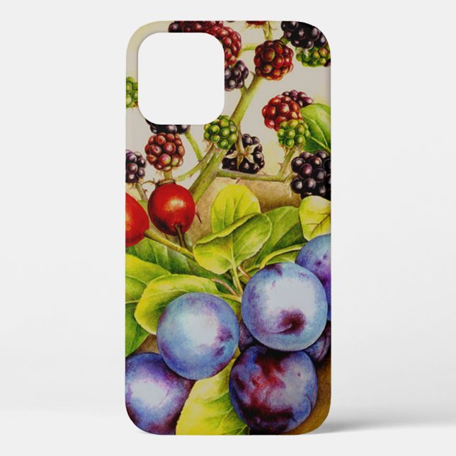 Botanical fall hedgerow fruit fine art iphone case (Back)