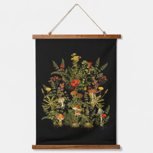 Botanical Fall Wildflowers Mushrooms  Hanging Tapestry