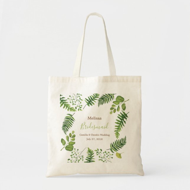 Botanical Fern Bridal Party Shower Tote Bag (Front)