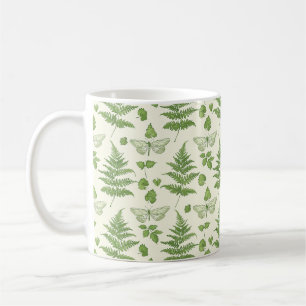 Botanical Fern Design Green Yellow Coffee Mug