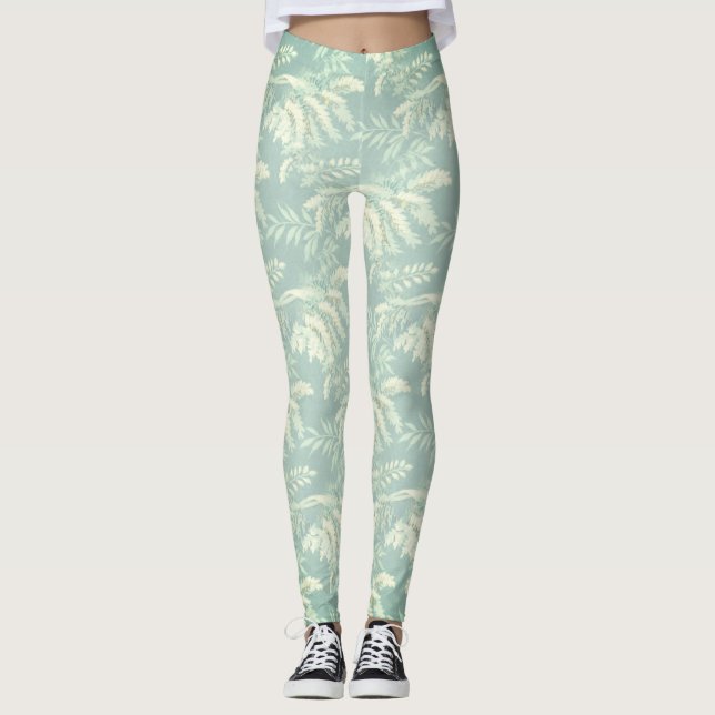 Botanical Fern Fronds Leggings (Front)