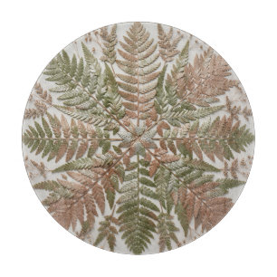 Botanical Fern Green Copper Pressed Leaves Cutting Board