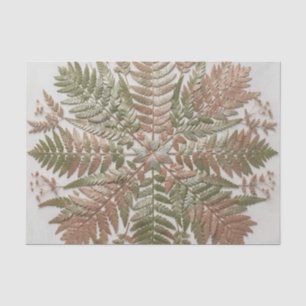 Botanical Fern Green Copper Pressed Leaves Tissue Paper