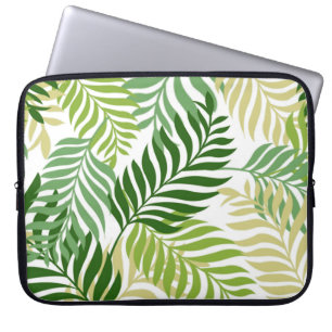 Botanical Fern Leaves Pattern on White Laptop Sleeve