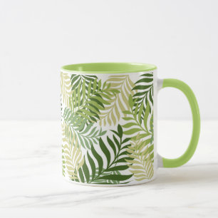 Botanical Fern Leaves Pattern on white Mug