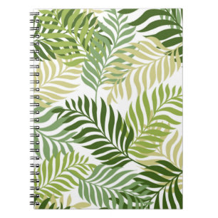 Botanical Fern Leaves Pattern on White Notebook