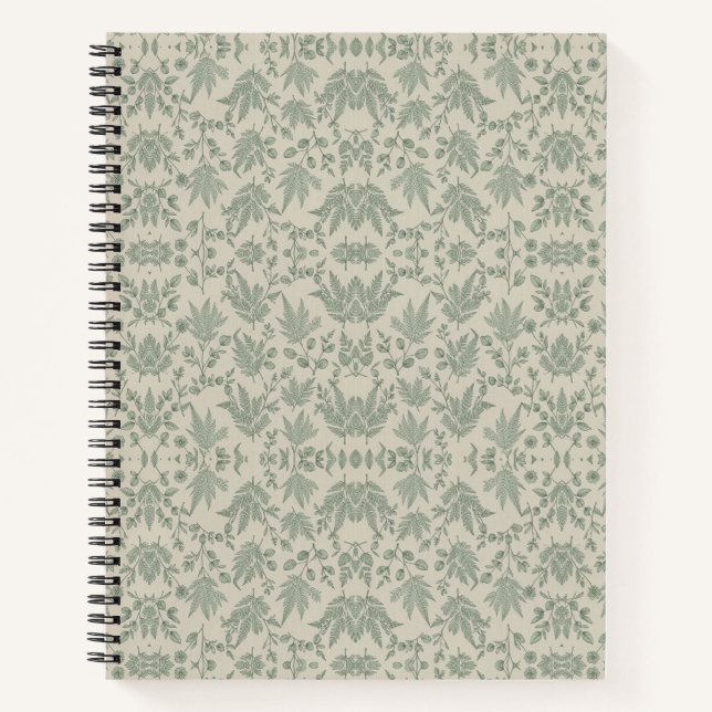 Botanical Fern Sage Green Print Notebook (Front)