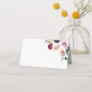 Botanical Figs and Berry Burgundy Floral Wedding Place Card