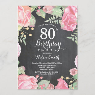 Botanical Floral 80th Birthday Invitation