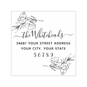 Botanical Floral Address Self-inking Stamp