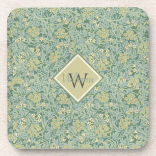 Botanical Floral Antique Pattern Teal and Yellow Coaster