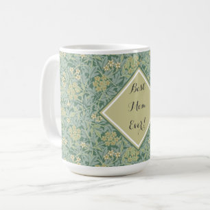 Botanical Floral Antique Pattern Teal and Yellow  Coffee Mug
