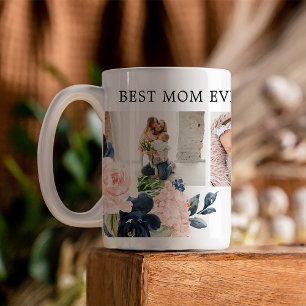 Botanical Floral Best Mum Ever Photo Collage Coffee Mug