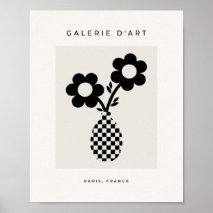Botanical Floral Black And Beige Poster