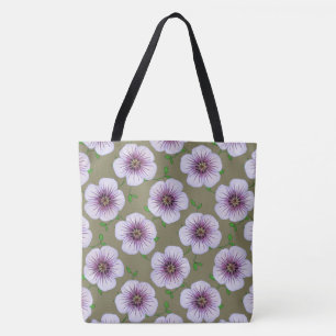 Botanical Floral Blue on any Colour Tote Bag