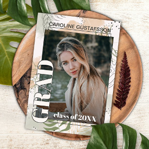 Botanical Floral Boho Graduation Announcement Postcard