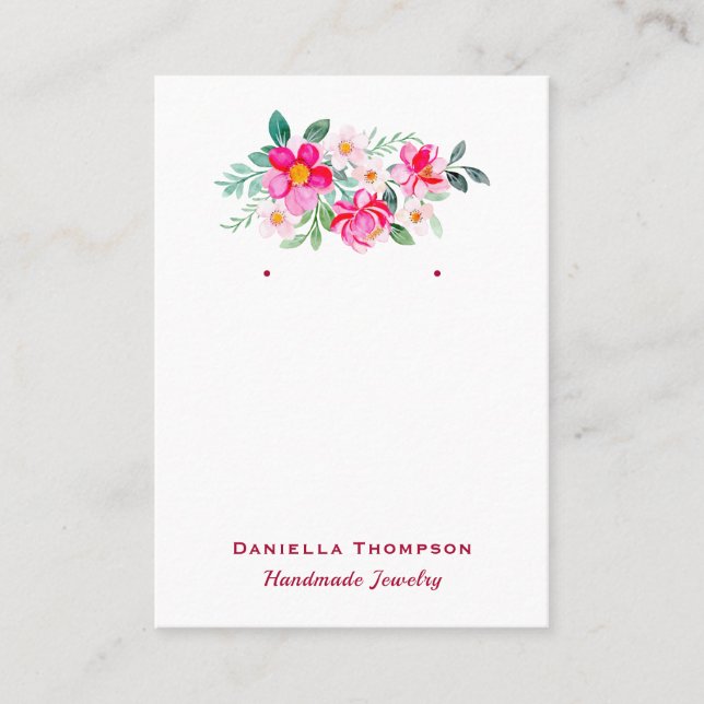 Botanical Floral Boutique Jewellery Earring Displa Business Card (Front)