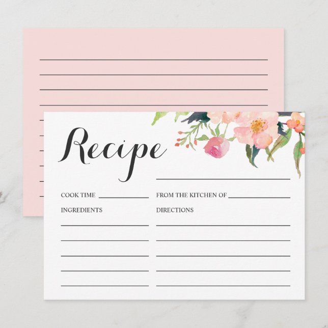 Botanical Floral Bridal Shower Recipe Card (Front/Back)