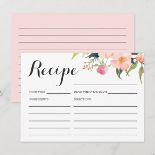Botanical Floral Bridal Shower Recipe Card