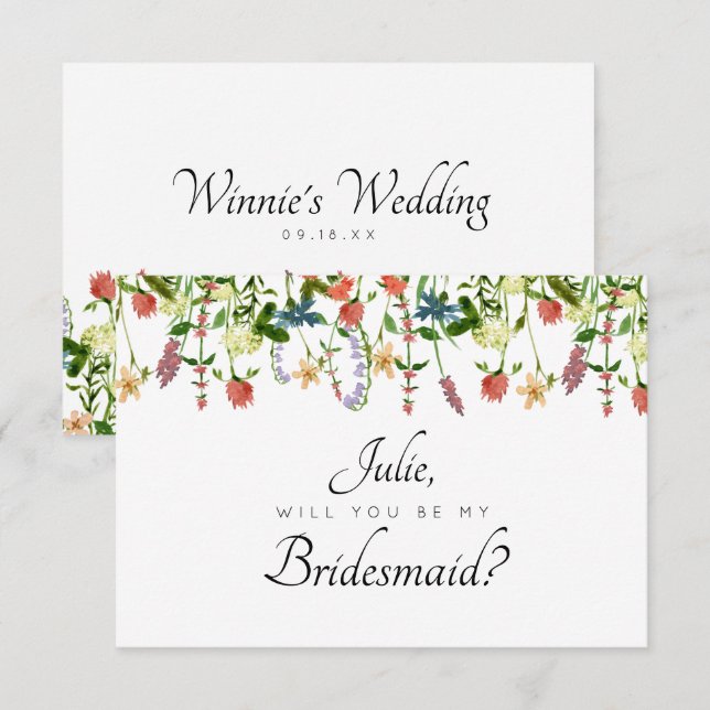 Botanical Floral Bridesmaid Card (Front/Back)