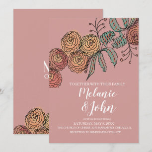 Botanical Floral Carnation Greenery Wedding Invitation