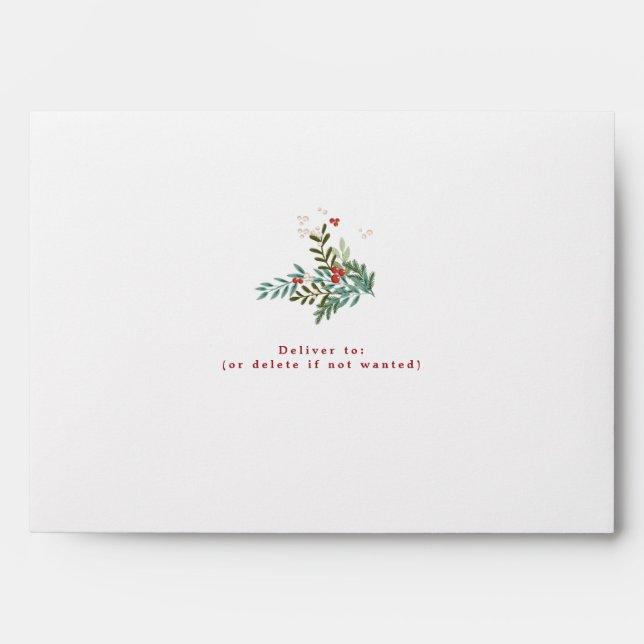 Botanical Floral Christmas Classic Return Address Envelope (Front)