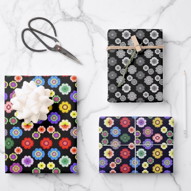 Botanical Floral Colourful Garden Pattern Wrapping Paper Sheet (Front)