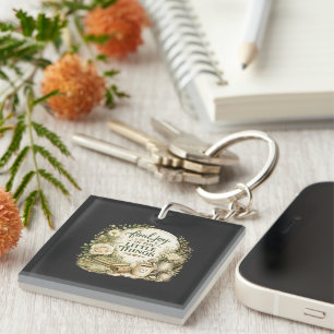 Botanical Floral Cottagecore Inspirational Design Key Ring