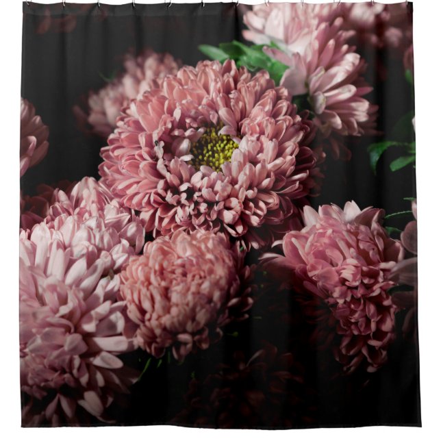 Botanical floral dark moody banner or background w shower curtain (Front)