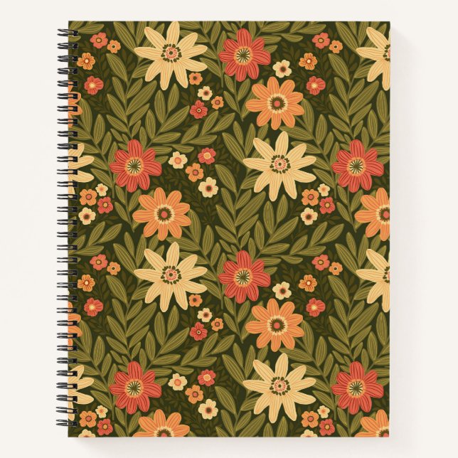 Botanical floral design in earth tones notebook (Front)
