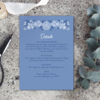 Botanical Floral Dusty Blue Navy Wedding Details