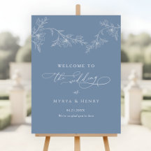 Botanical Floral Dusty Blue Wedding Welcome
