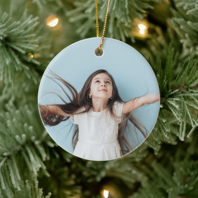 Botanical Floral Elegance Christmas Photo Ceramic Tree Decoration (Tree)