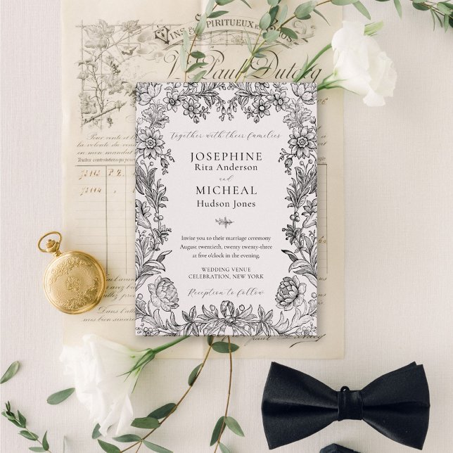 Botanical Floral Elegant Formal Wedding Invitation (Creator Uploaded)