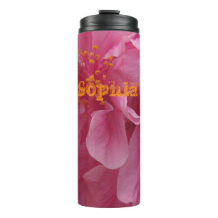 Botanical Floral Elegant Modern Chic Pink Monogram Thermal Tumbler