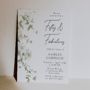 Botanical floral Fifty & Fabulous 50th Birthday Invitation