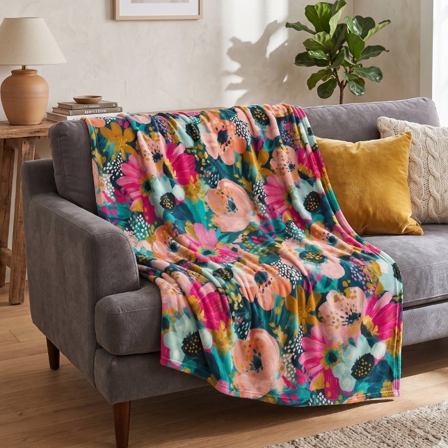 Botanical Floral  Fleece Blanket (Creator Uploaded)