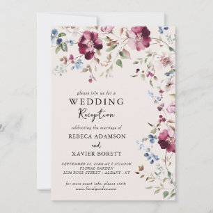 Botanical Floral Garden Delicate Wedding Reception Invitation