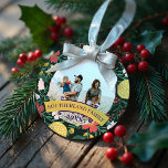 Botanical Floral Garden Elegant Photo Frame Green Metal Tree Decoration<br><div class="desc">Spread the joy this holiday season with our joyful botanical floral & foliage elegant photo frame metal ornament. Our design features our hand-drawn floral festive botanicals. The bountiful floral botanicals create a beautiful frame around the decorative photo frame. Customise with your photo, year, and family signature. All illustrations are hand-drawn...</div>