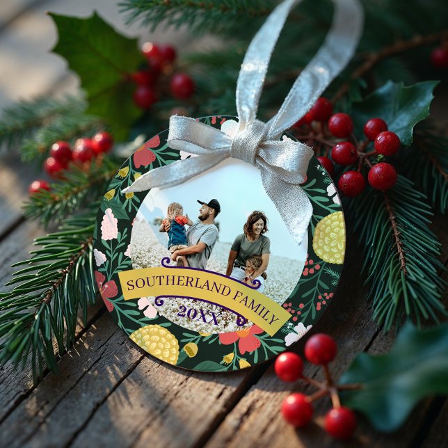 Botanical Floral Garden Elegant Photo Frame Green Metal Tree Decoration (Botanical Floral Garden Elegant Photo Frame Green Metal Ornament)