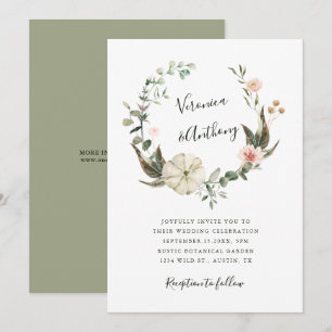 Botanical Floral Garden Elegant Wreath Wedding Invitation