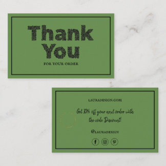 Botanical Floral Green Logo Typography Thank You Business Card