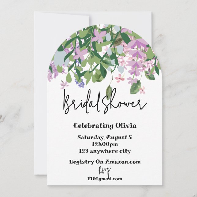 botanical floral greenery bridal shower invitation (Front)