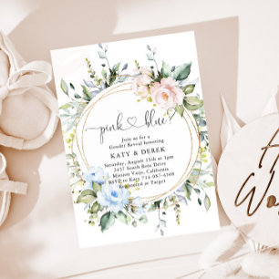 Botanical Floral Greenery Gender Reveal Invitation