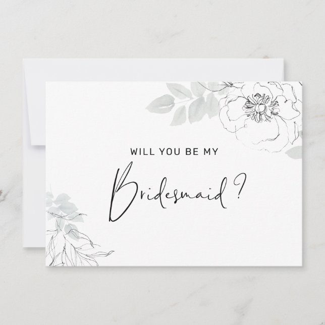 Botanical Floral Illustration Bridesmaid Card (Front)